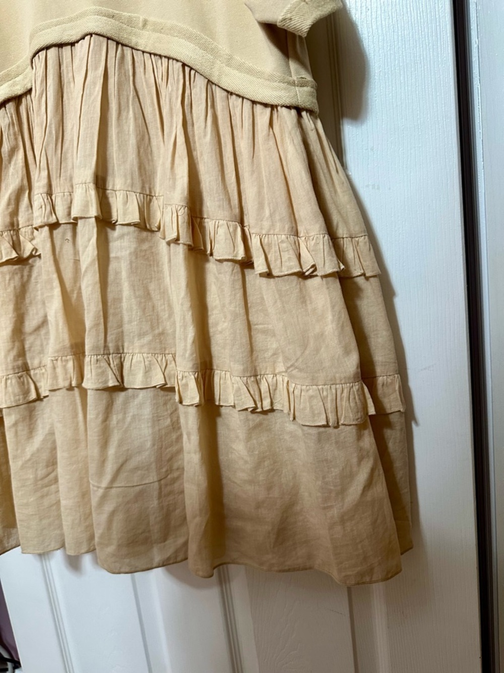 Hudson Gray Large Tiered Ruffle Tunic Dress in Camel/Tan - Picture 3 of 6
